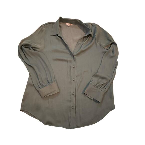 Naked Zebra Women Blue Long Sleeves Collared Button Down Shirt Size Large - Picture 3 of 10
